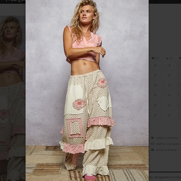 POL “ Flora “ POL Relaxed Fit Wide Leg Ruffle Pants 58A - Picture 6 of 8